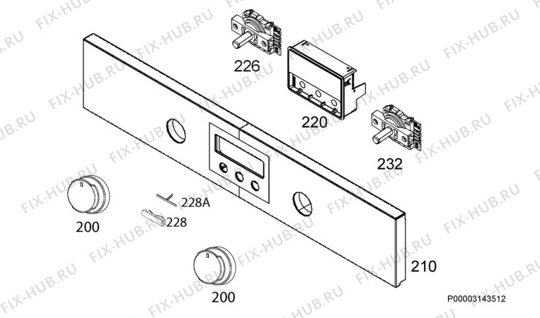 Взрыв-схема плиты (духовки) Electrolux EEC2409BOX - Схема узла Command panel 037